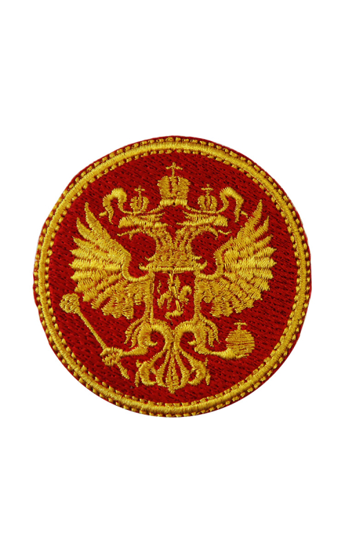 Шеврон ГЕРБ РФ круглый 7 см красный