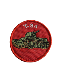 Шеврон ТАНК Т-34 7 см  красный на контактной ленте