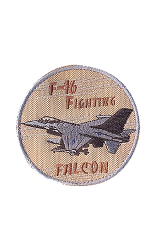 Шеврон F-16 ФАЛЬКОН круглый 9,2 см бежевый