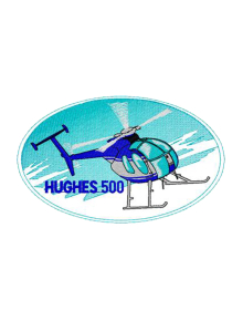 Шеврон HUGHES-500 овал 12,5х8 см голубой
